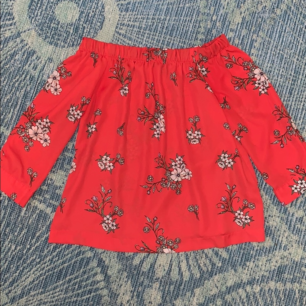 Off the Shoulder Red Floral Top